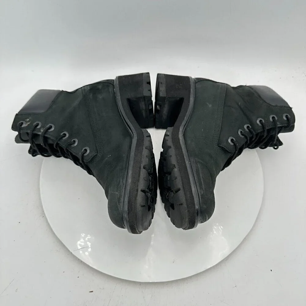 Timberland Kinsley Women Size 7.5 A25C4 Black Suede Lug Sole Block Heel boot